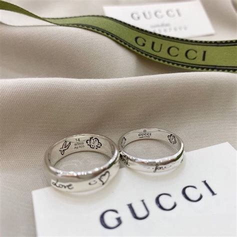 gucci ring silver band|Gucci couple ring.